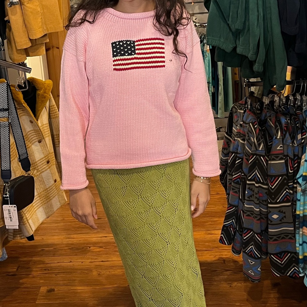 Baby pink American flag sweater, size xs